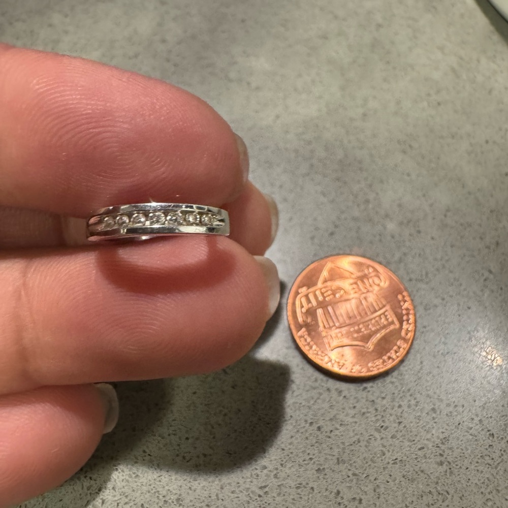 Silver Band Ring with Clear Stones